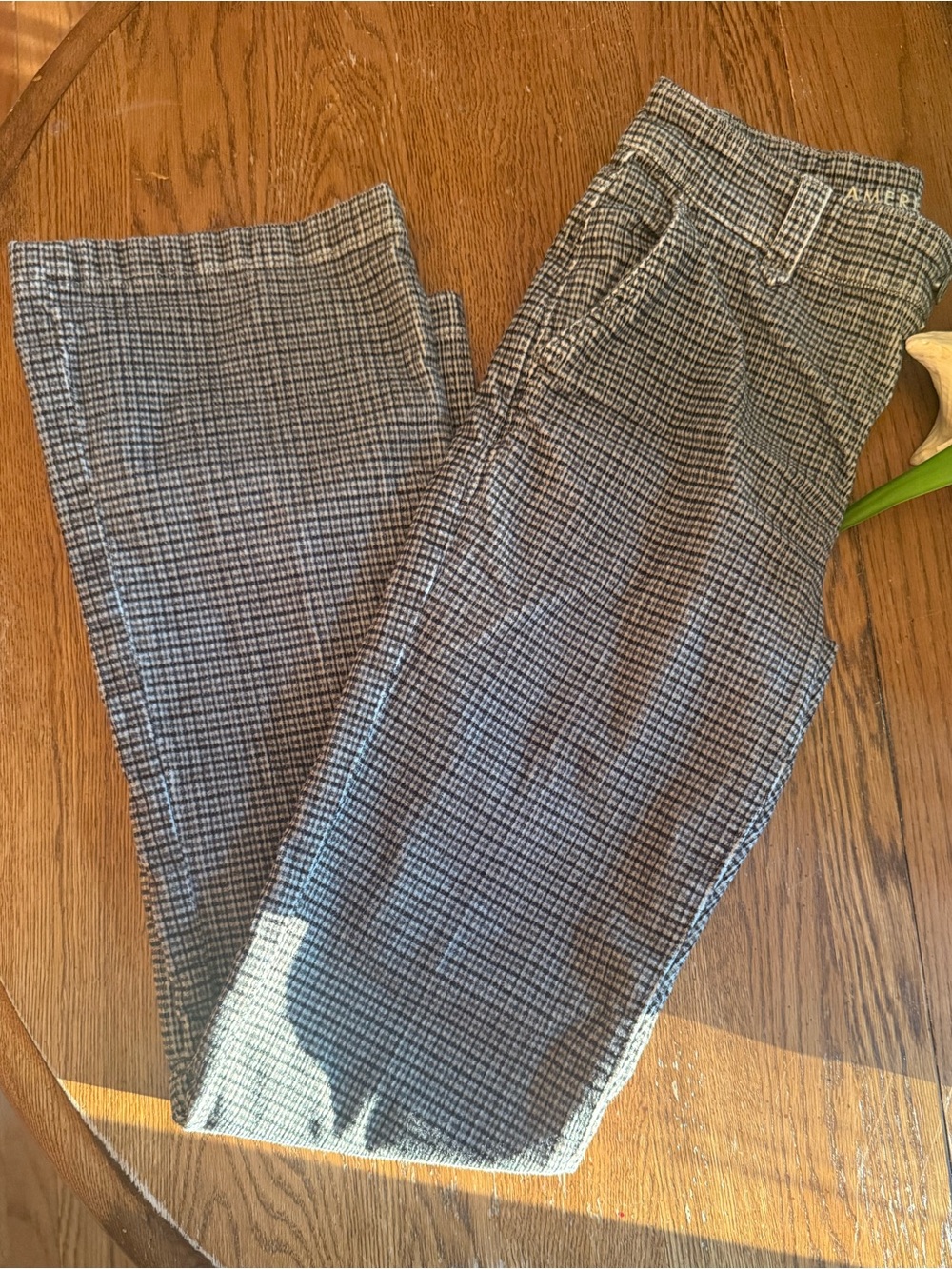 American Eagle Outfitters Black & White Plaid Wide-Leg Pants